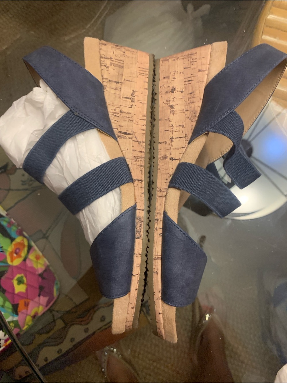 Wide LifeStride Stretch Cork Wedge Sandals, 8.5W - Picture 4 of 6